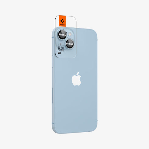 AGL07163 - iPhone 15 Pro / 15 Pro Max Optik Pro Lens Protector in natural titanium showing the device